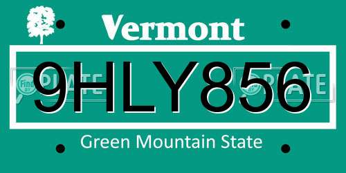 9HLY856 Vermont License Plate