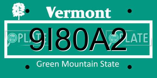 9I80A2 Vermont License Plate