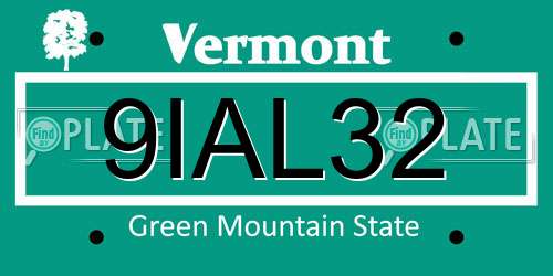 9IAL32 Vermont License Plate