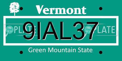 9IAL37 Vermont License Plate