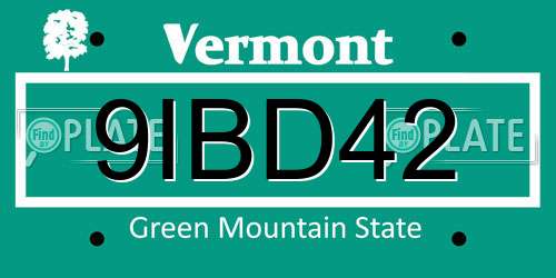 9IBD42 Vermont License Plate