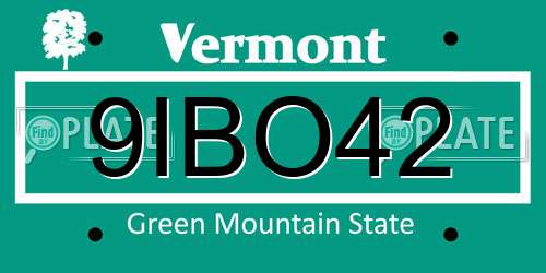 9IBO42 Vermont License Plate