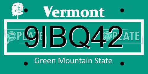 9IBQ42 Vermont License Plate