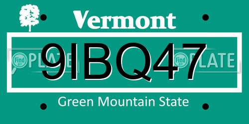 9IBQ47 Vermont License Plate