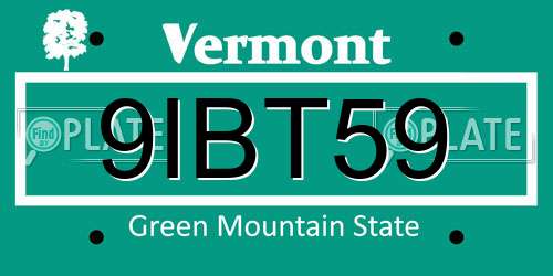 9IBT59 Vermont License Plate