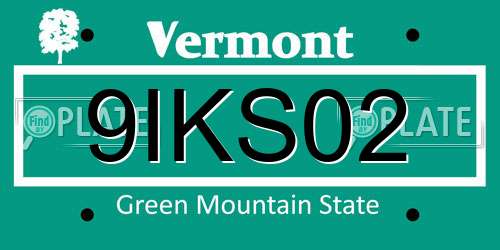 9IKS02 Vermont License Plate