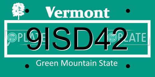 9ISD42 Vermont License Plate