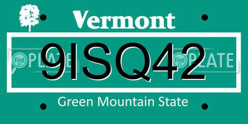 9ISQ42 Vermont License Plate