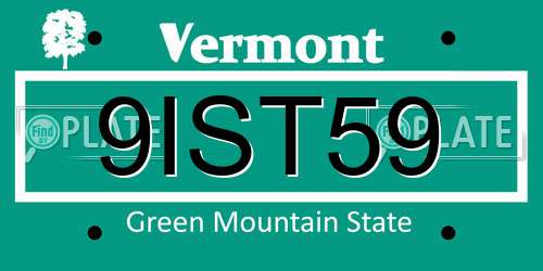 9IST59 Vermont License Plate