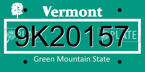 9K20157 Vermont License Plate