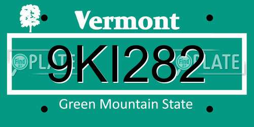 9KI282 Vermont License Plate