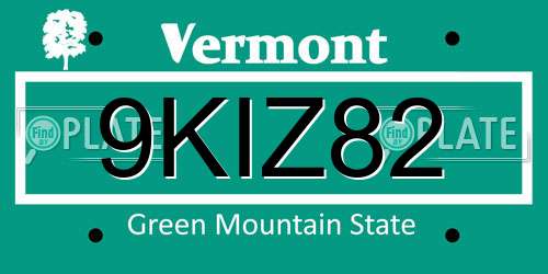 9KIZ82 Vermont License Plate