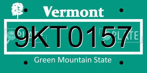 9KT0157 Vermont License Plate