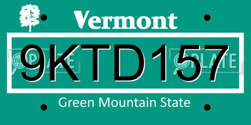 9KTD157 Vermont License Plate