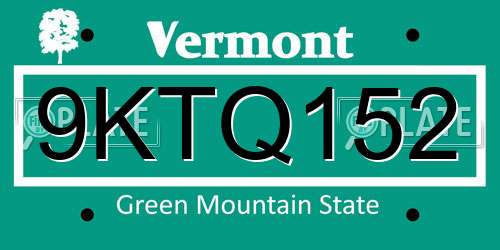 9KTQ152 Vermont License Plate