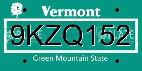 9KZQ152 Vermont License Plate