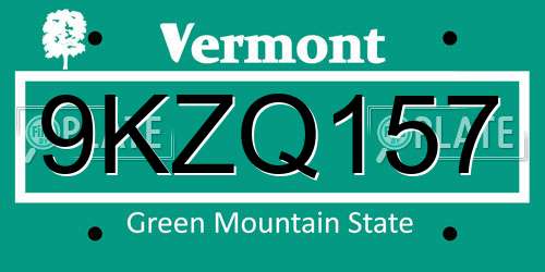 9KZQ157 Vermont License Plate