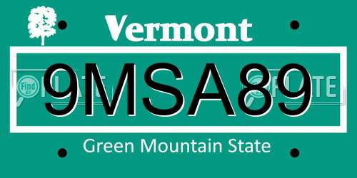 9MSA89 Vermont License Plate