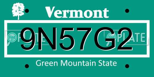 9N57G2 Vermont License Plate