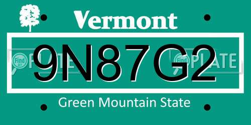 9N87G2 Vermont License Plate