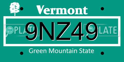 9NZ49 Vermont License Plate