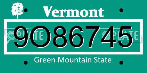 9O86745 Vermont License Plate
