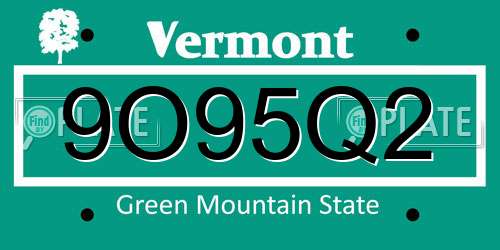 9O95Q2 Vermont License Plate