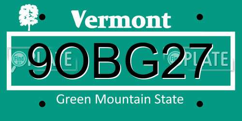 9OBG27 Vermont License Plate