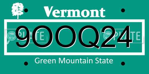 9OOQ24 Vermont License Plate
