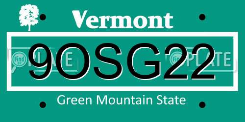 9OSG22 Vermont License Plate