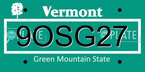 9OSG27 Vermont License Plate