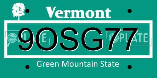 9OSG77 Vermont License Plate
