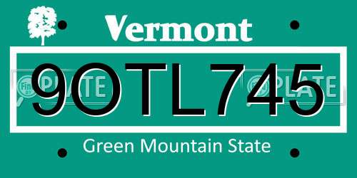 9OTL745 Vermont License Plate