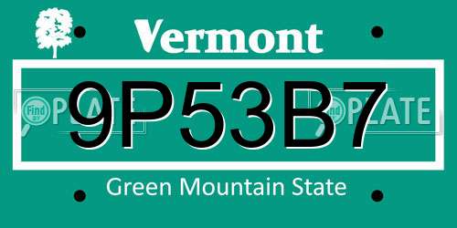 9P53B7 Vermont License Plate