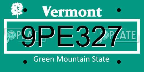 9PE327 Vermont License Plate