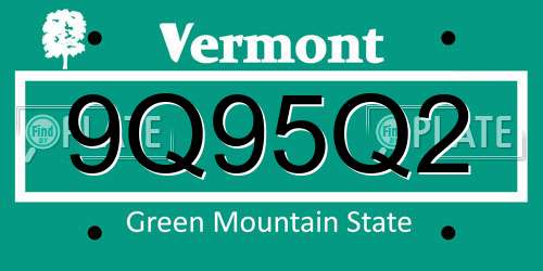 9Q95Q2 Vermont License Plate