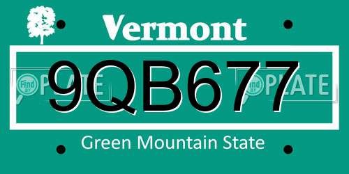 9QB677 Vermont License Plate