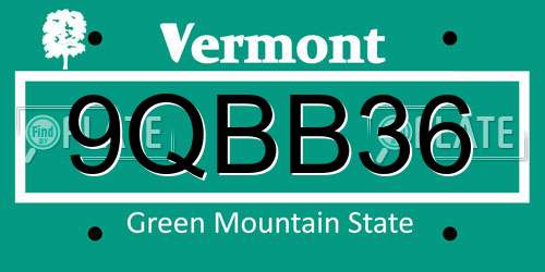 9QBB36 Vermont License Plate