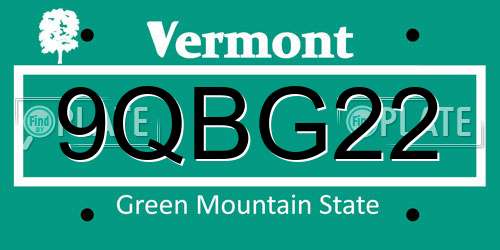 9QBG22 Vermont License Plate
