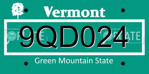 9QD024 Vermont License Plate