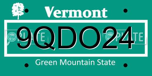 9QDO24 Vermont License Plate