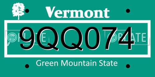 9QQ074 Vermont License Plate