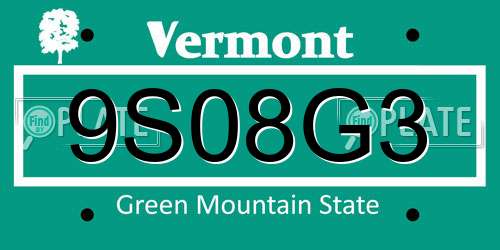 9S08G3 Vermont License Plate