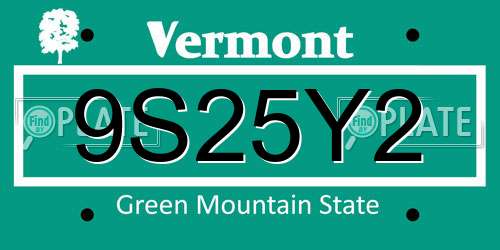 9S25Y2 Vermont License Plate