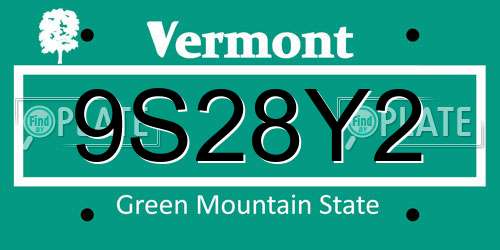 9S28Y2 Vermont License Plate