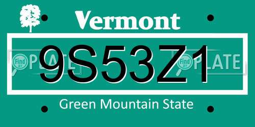 9S53Z1 Vermont License Plate