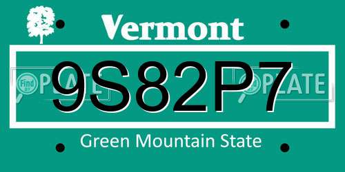 9S82P7 Vermont License Plate