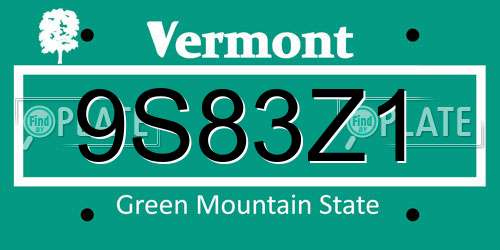 9S83Z1 Vermont License Plate