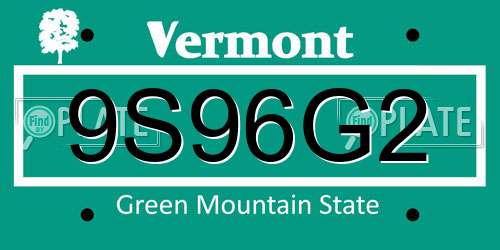 9S96G2 Vermont License Plate