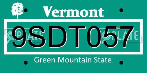 9SDT057 Vermont License Plate